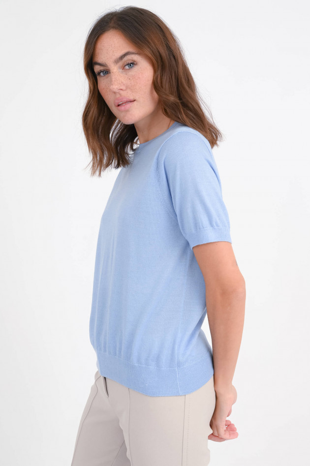 1868 Kurzarm-Woll-Pullover in Hellblau