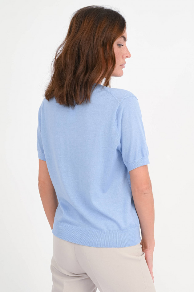 1868 Kurzarm-Woll-Pullover in Hellblau