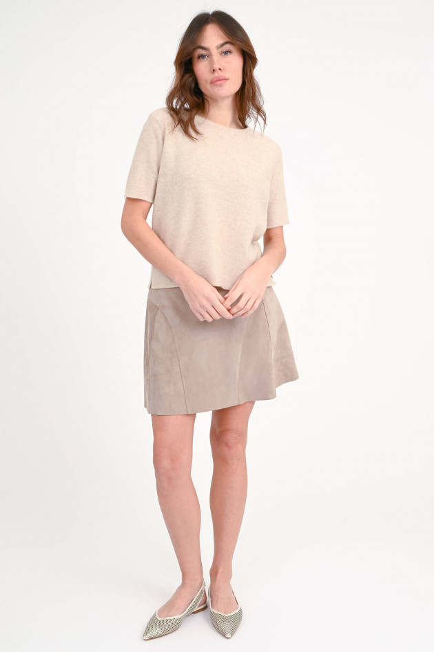 1868 Kurzarm-Cashmere-Pullover in Light Beige