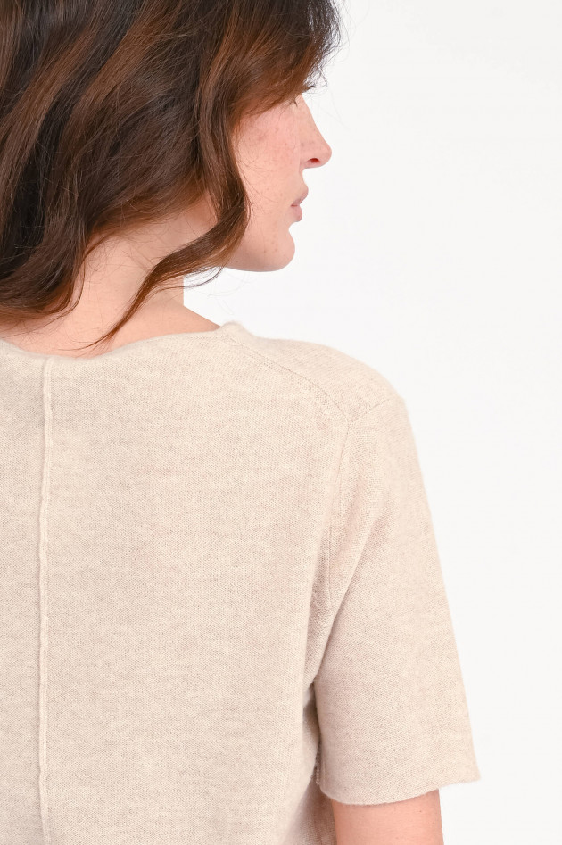 1868 Kurzarm-Cashmere-Pullover in Light Beige