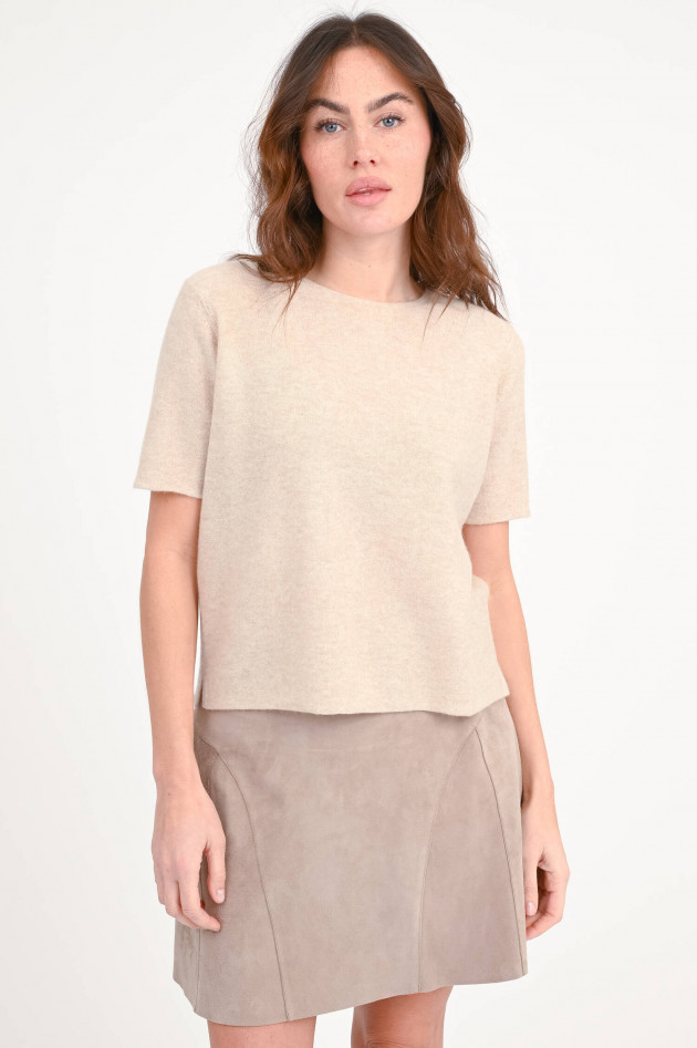 1868 Kurzarm-Cashmere-Pullover in Light Beige