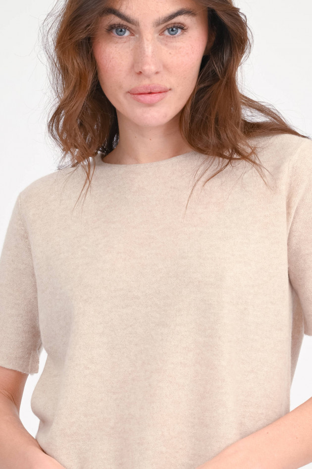 1868 Kurzarm-Cashmere-Pullover in Light Beige