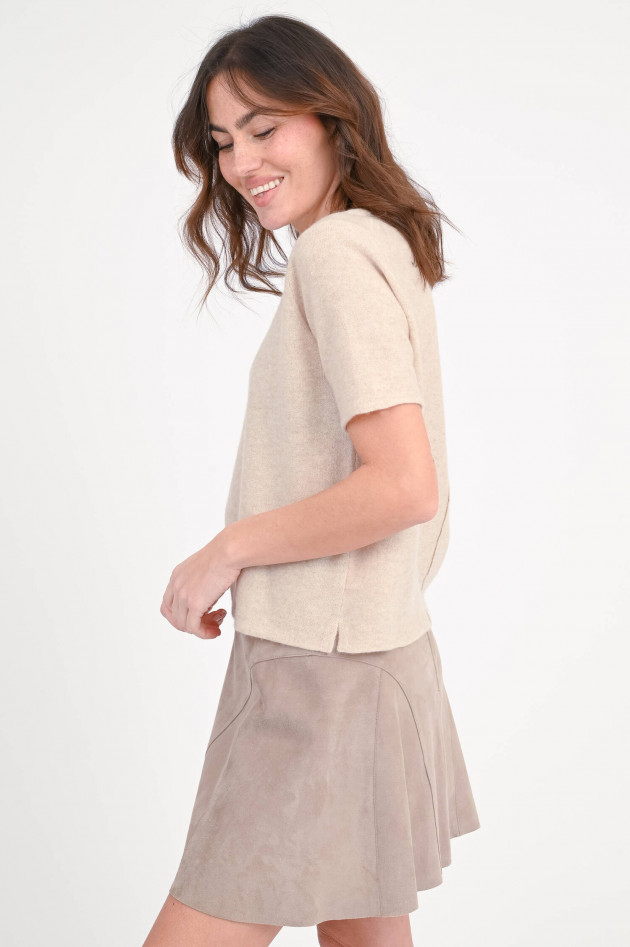 1868 Kurzarm-Cashmere-Pullover in Light Beige