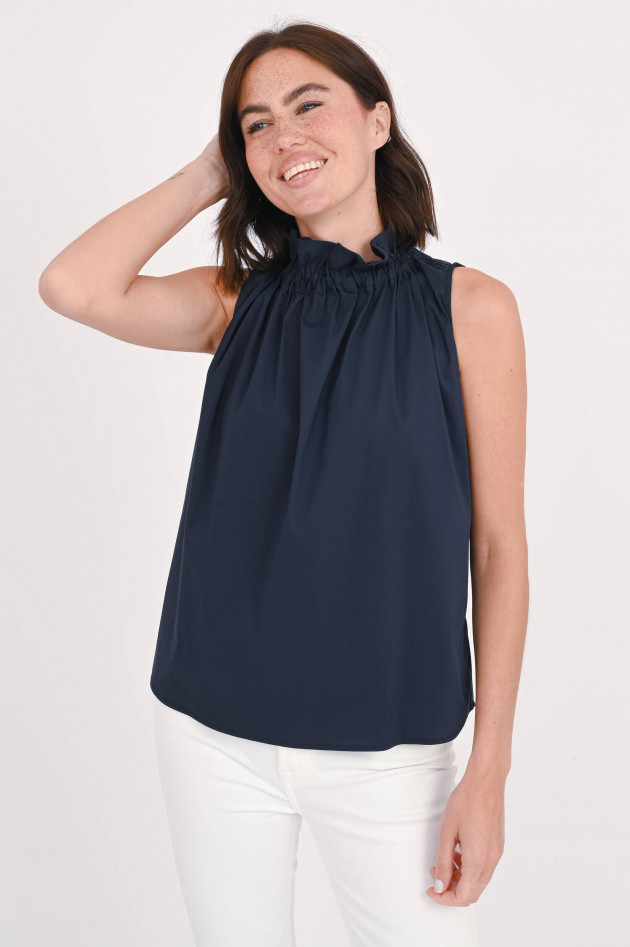 1868 Top VICKY mit gerüschtem Kragen in Navy
