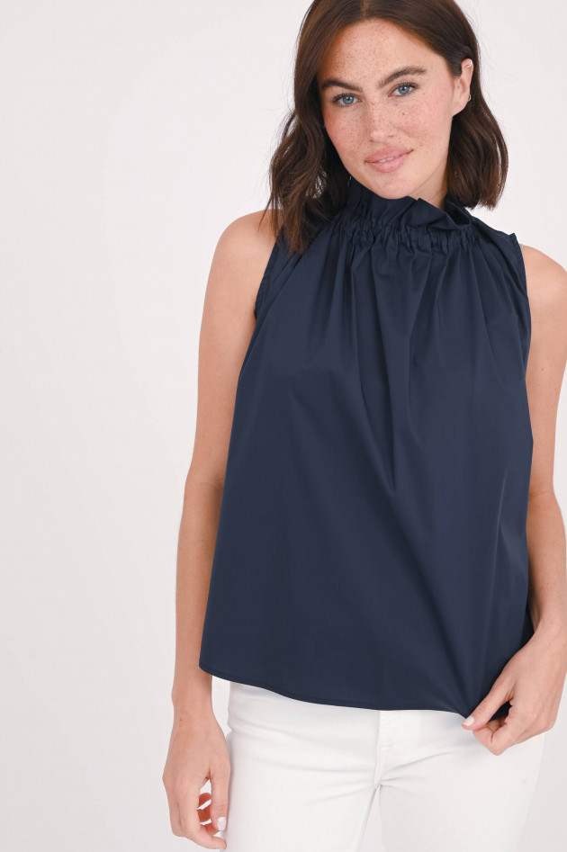 1868 Top VICKY mit gerüschtem Kragen in Navy