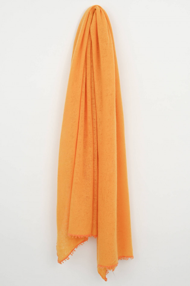 1868 Cashmere Schal mit Kontrast-Fransen in Gelb/Orange