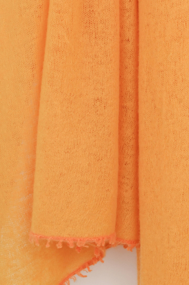 1868 Cashmere Schal mit Kontrast-Fransen in Gelb/Orange