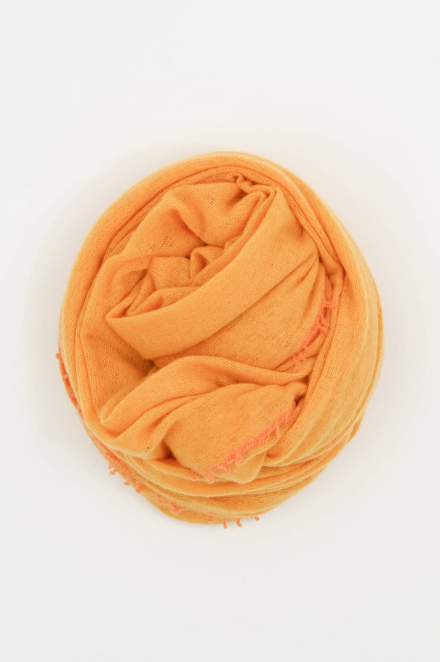 1868 Cashmere Schal mit Kontrast-Fransen in Gelb/Orange