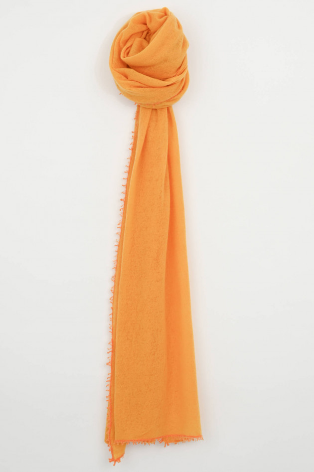 1868 Cashmere Schal mit Kontrast-Fransen in Gelb/Orange