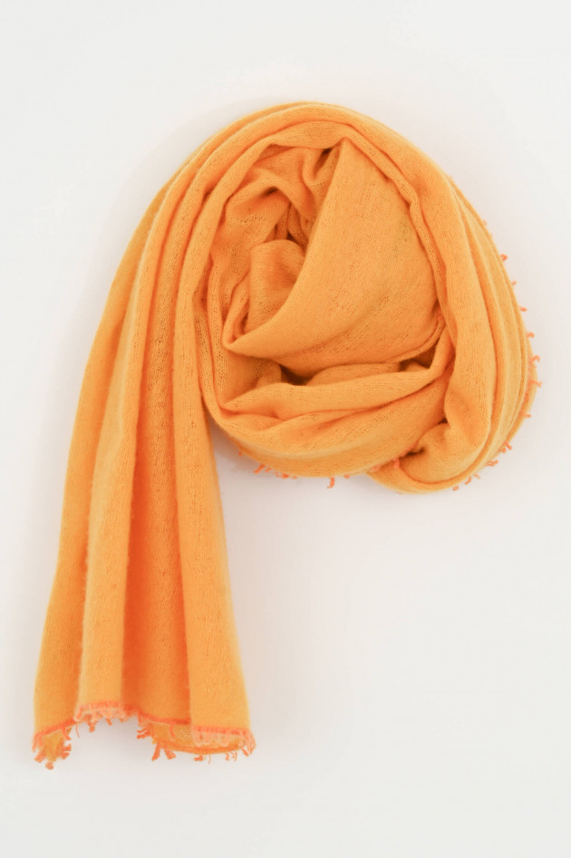 1868 Cashmere Schal mit Kontrast-Fransen in Gelb/Orange