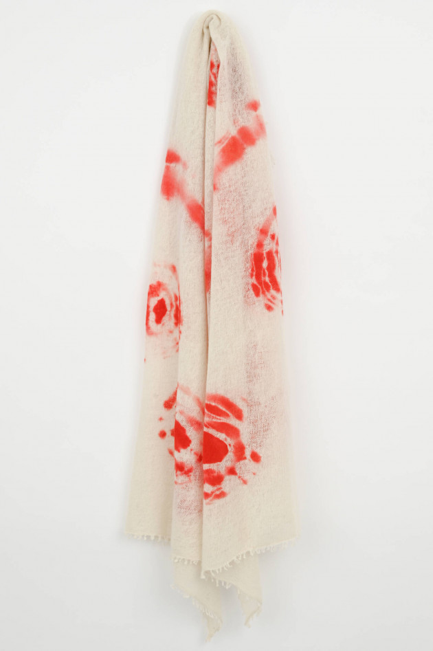 1868 Cashmere Schal mit Batik-Print in Creme/Rot