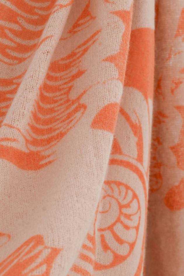 1868 Cashmere Schal mit Koi-Print in Puder/Orange