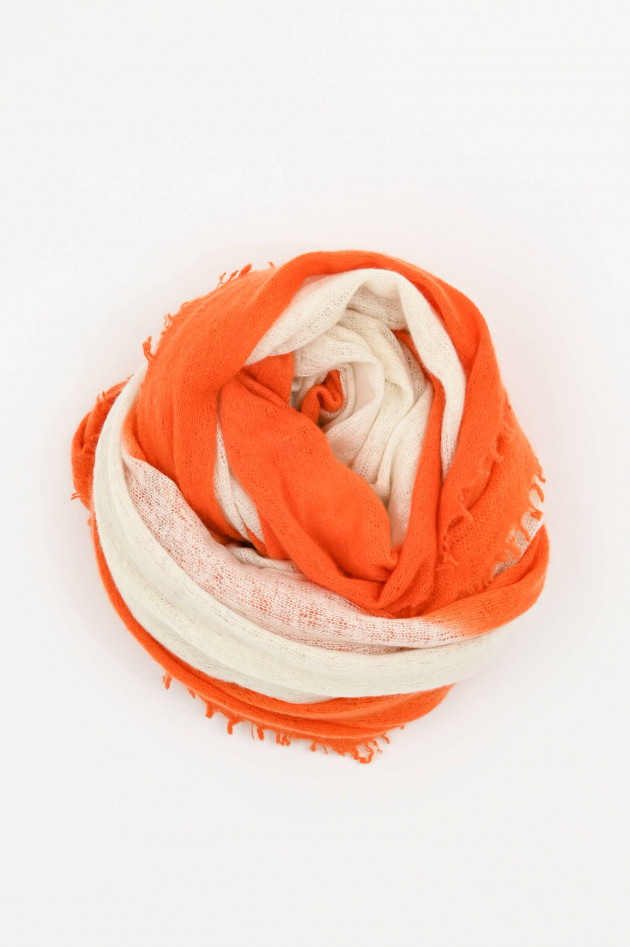 1868 Cashmere Schal mit Kontrast-Kante in Natur/Orange