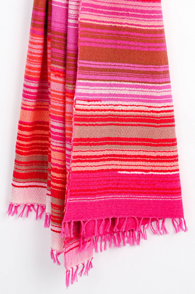 1868 Gestreifter Schal aus Cashmere in Pink/Rosa/Rot