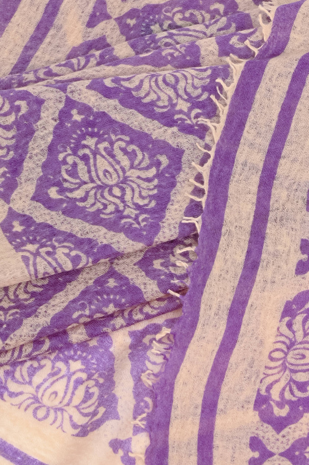 1868 Cashmere-Schal ORNAMENT in Flieder/Natur