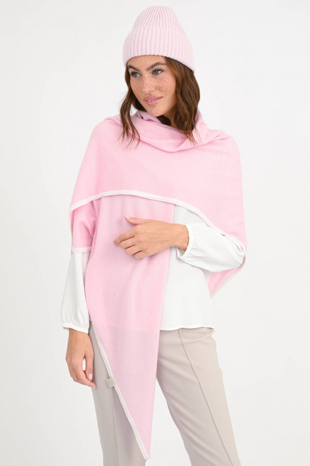 1868 Poncho mit Kontrastfarbe in Rosa