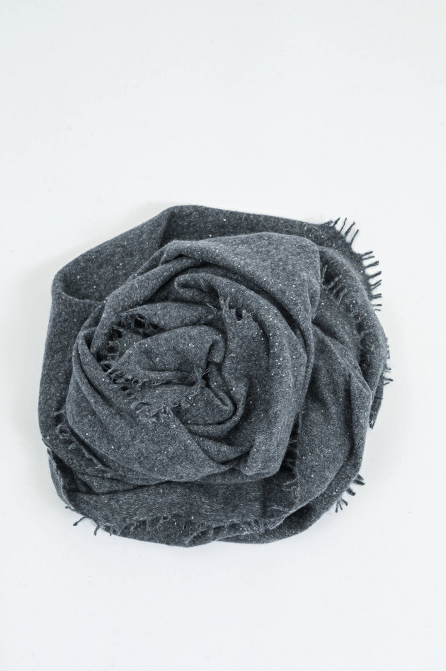 1868 Pailetten-Schal aus Cashmere in Dunkelgrau