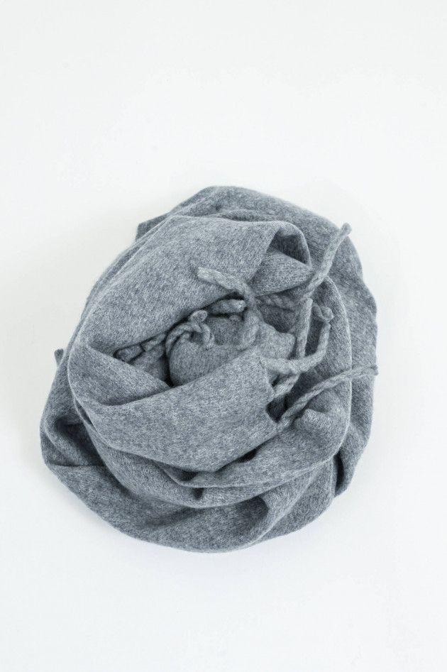 1868 Cashmere-Schal mit breiten Fransen in Hellgrau