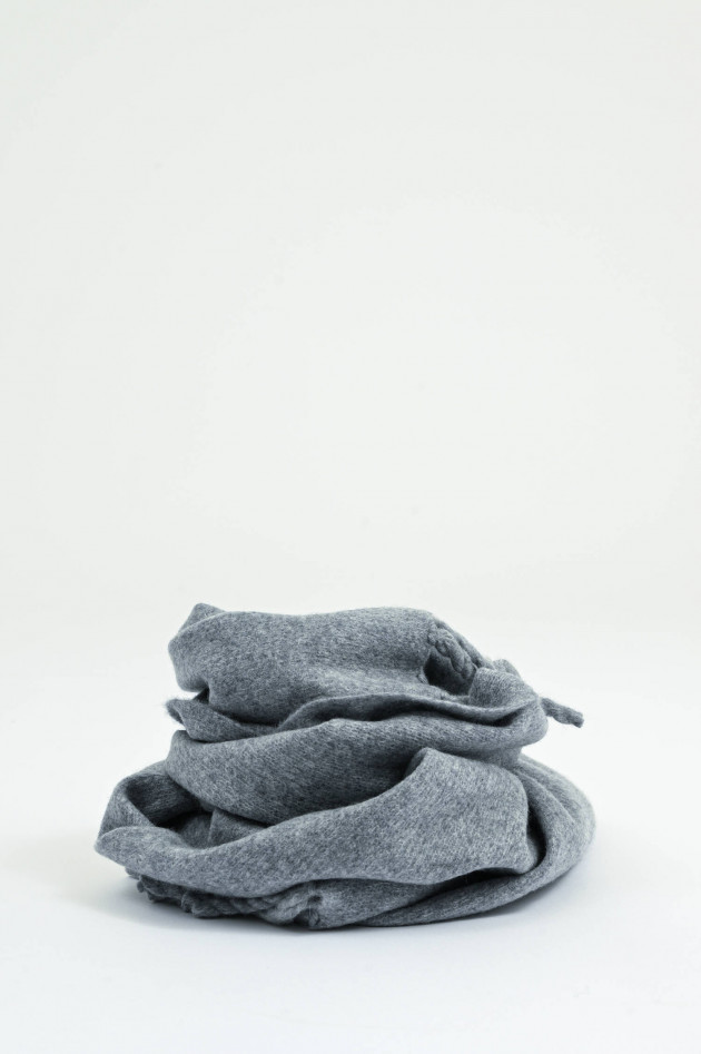 1868 Cashmere-Schal mit breiten Fransen in Hellgrau