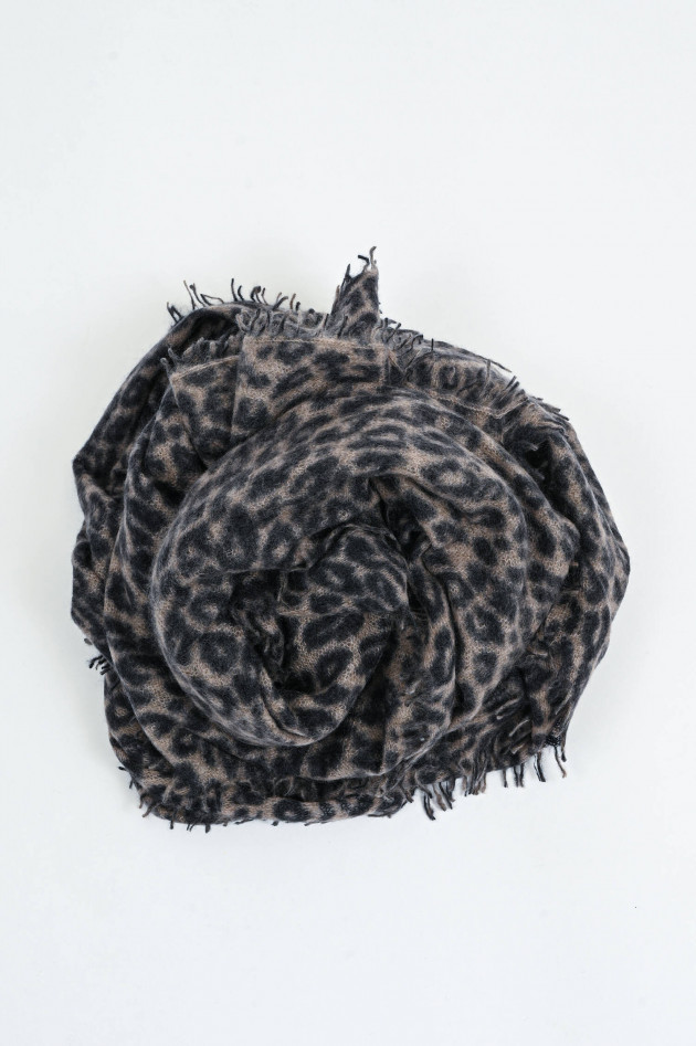 1868 Leo-Schal aus Cashmere in Schwarz/Taupe