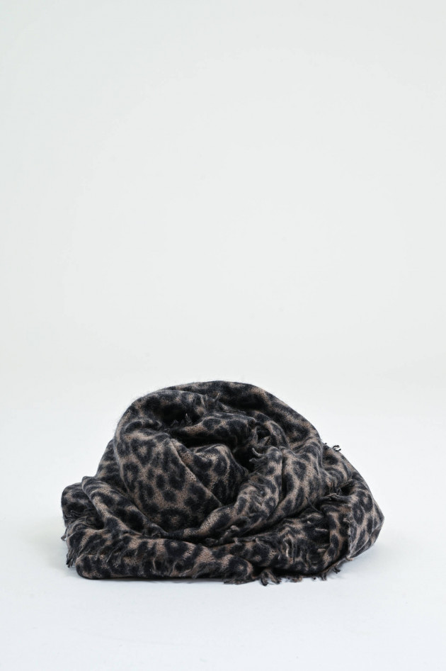 1868 Leo-Schal aus Cashmere in Schwarz/Taupe