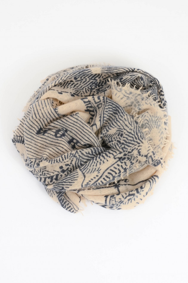 1868 Cashmere Schal KLAGENFURT in Creme/Navy