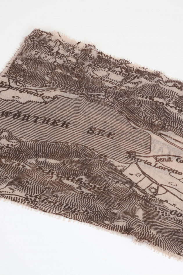 1868 Klagenfurter-Stadtplan-Schal in Braun/Beige