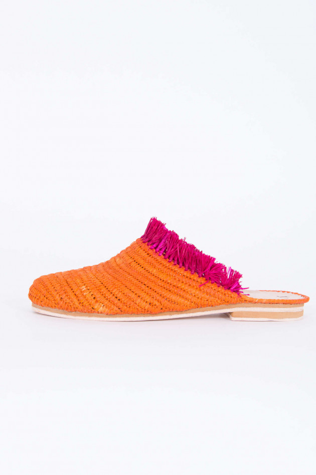 Abury Raffia Slipper in Orange/Pink