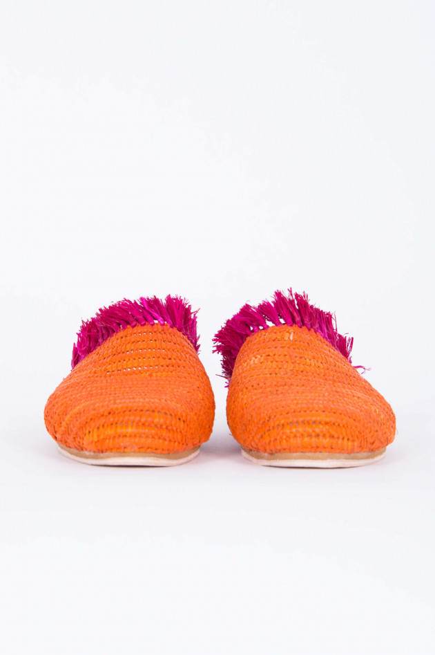 Abury Raffia Slipper in Orange/Pink