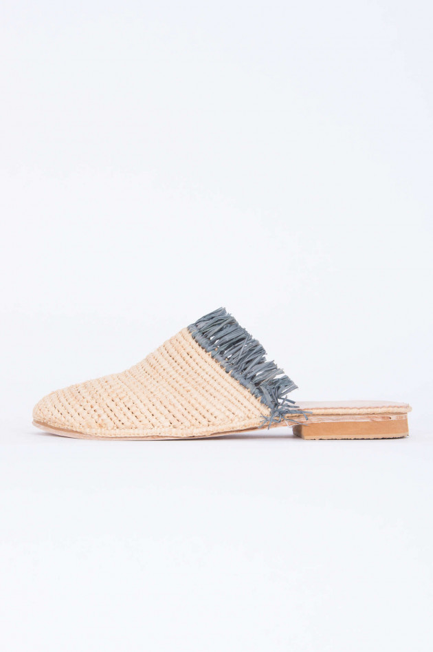 Abury Raffia Slipper in Natur/Grau