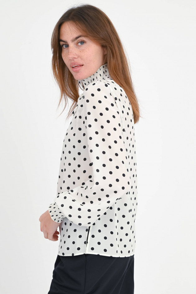 Akris Punto Polker-Dot Bluse aus Seide in Weiß/Schwarz