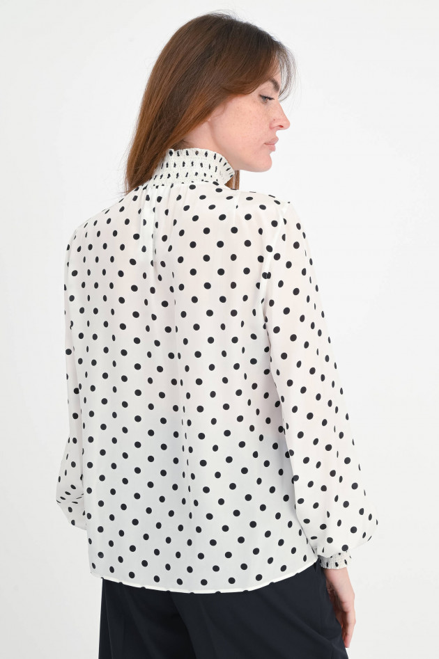 Akris Punto Polker-Dot Bluse aus Seide in Weiß/Schwarz