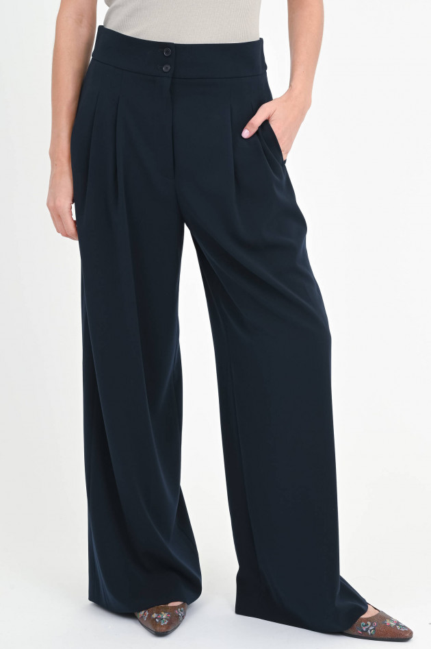 Akris Punto Wide-Leg Hose mit Bundfalten in Navy