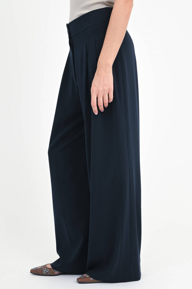Akris Punto Wide-Leg Hose mit Bundfalten in Navy