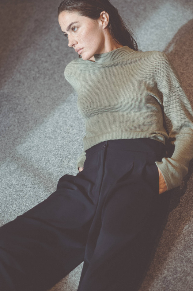 Akris Punto Wide-Leg Hose mit Bundfalten in Navy