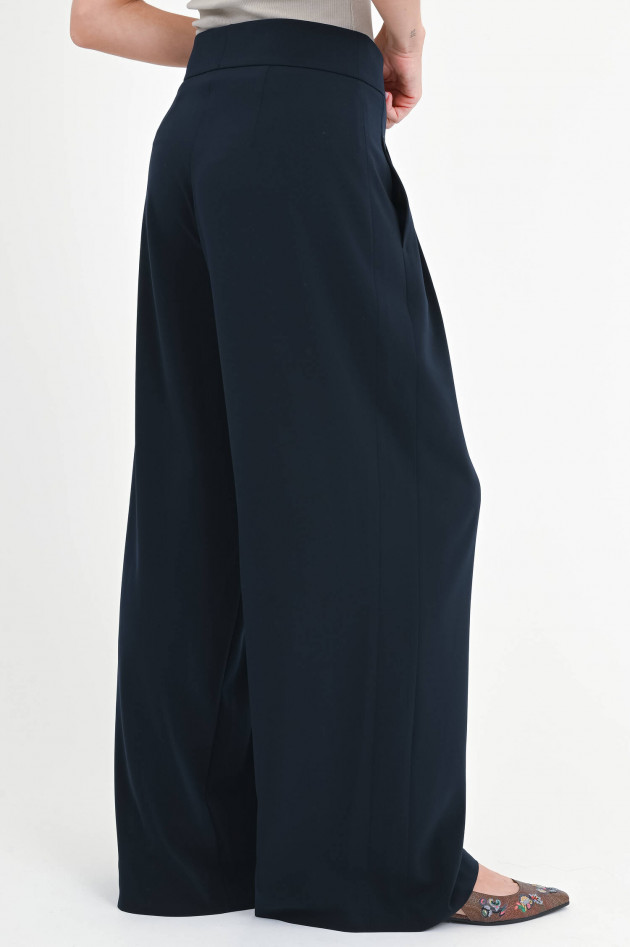 Akris Punto Wide-Leg Hose mit Bundfalten in Navy