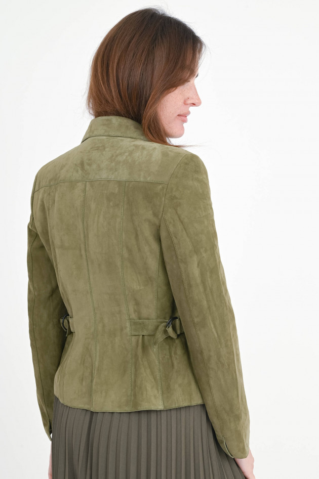 Akris Punto Lederjacke aus Veloursleder in Forrest Green