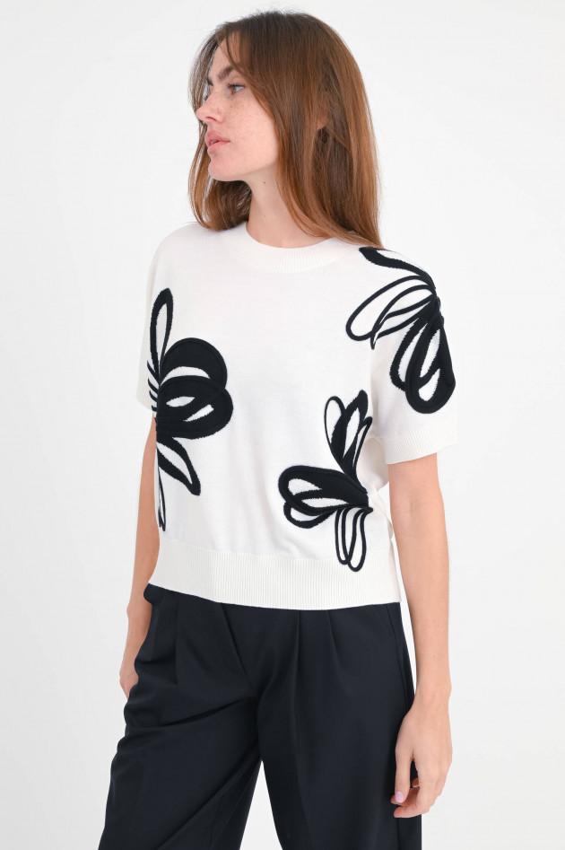 Akris Punto Pullover mit 3D Applikation in Creme/Schwarz