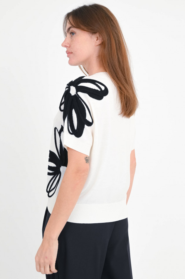 Akris Punto Pullover mit 3D Applikation in Creme/Schwarz