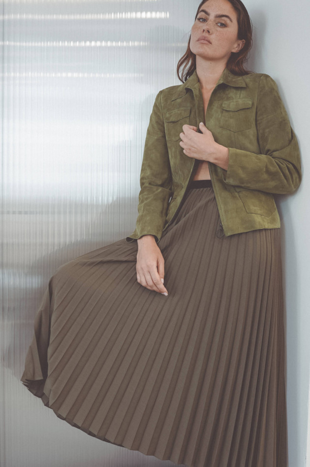 Akris Punto Midi-Plisseerock in Khaki