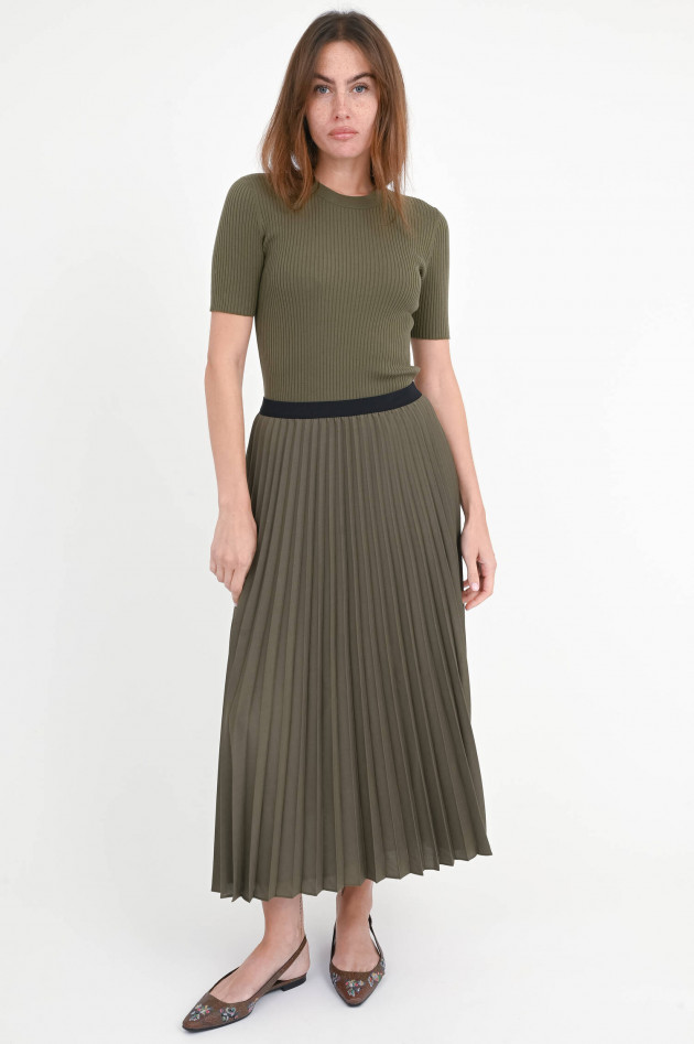 Akris Punto Midi-Plisseerock in Khaki