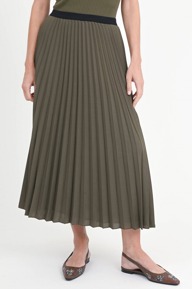 Akris Punto Midi-Plisseerock in Khaki
