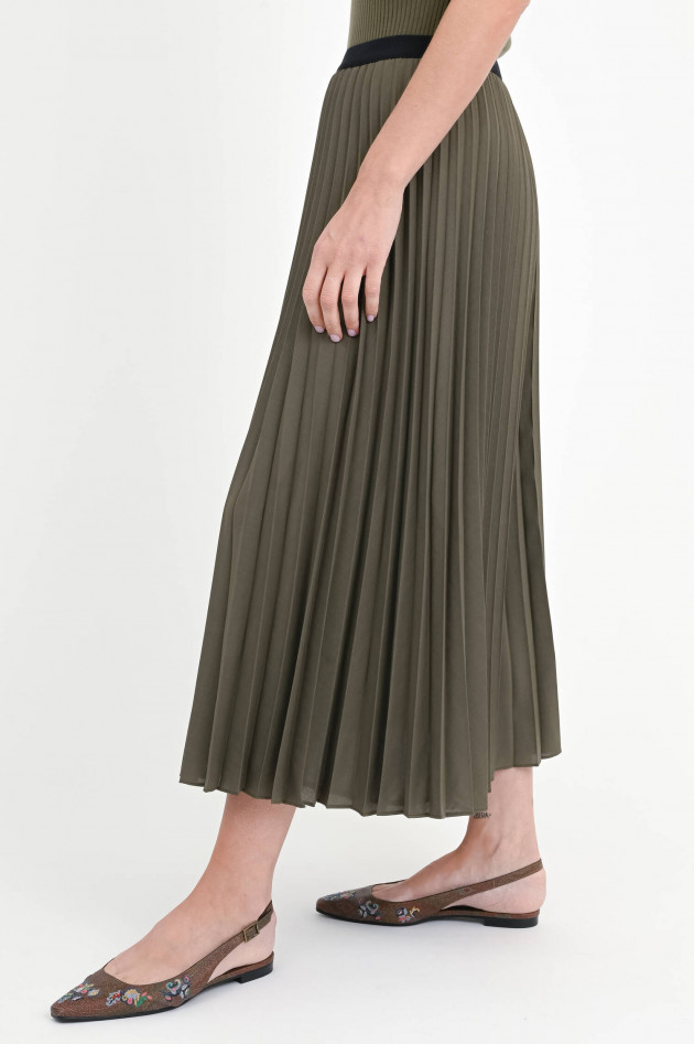 Akris Punto Midi-Plisseerock in Khaki