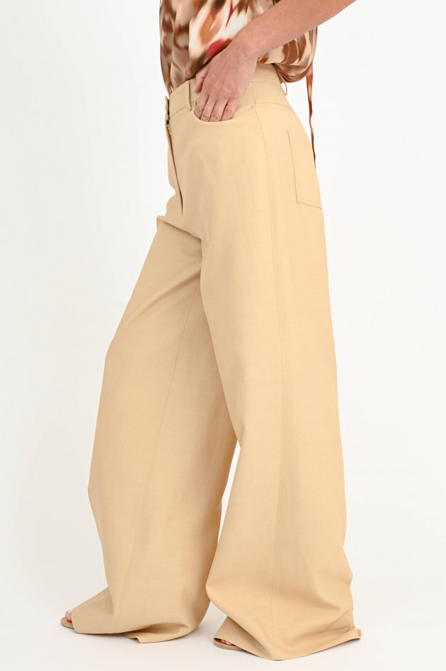 Alberta Ferretti Viskose/Leinen Hose in Beige