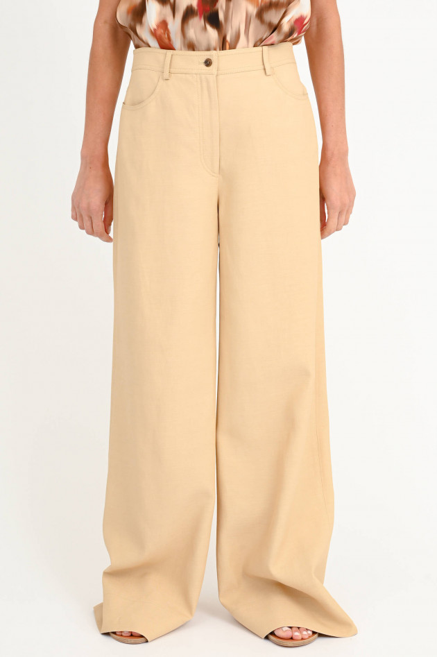 Alberta Ferretti Viskose/Leinen Hose in Beige