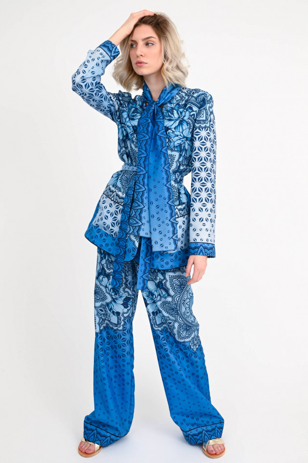 Alberta Ferretti Seiden Hose mit All-Over-Print in Blau