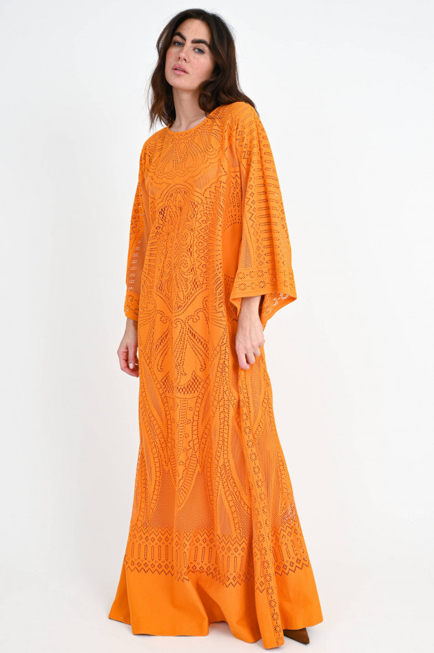 Alberta Ferretti Maxikleid mit Lochspitze in Orange