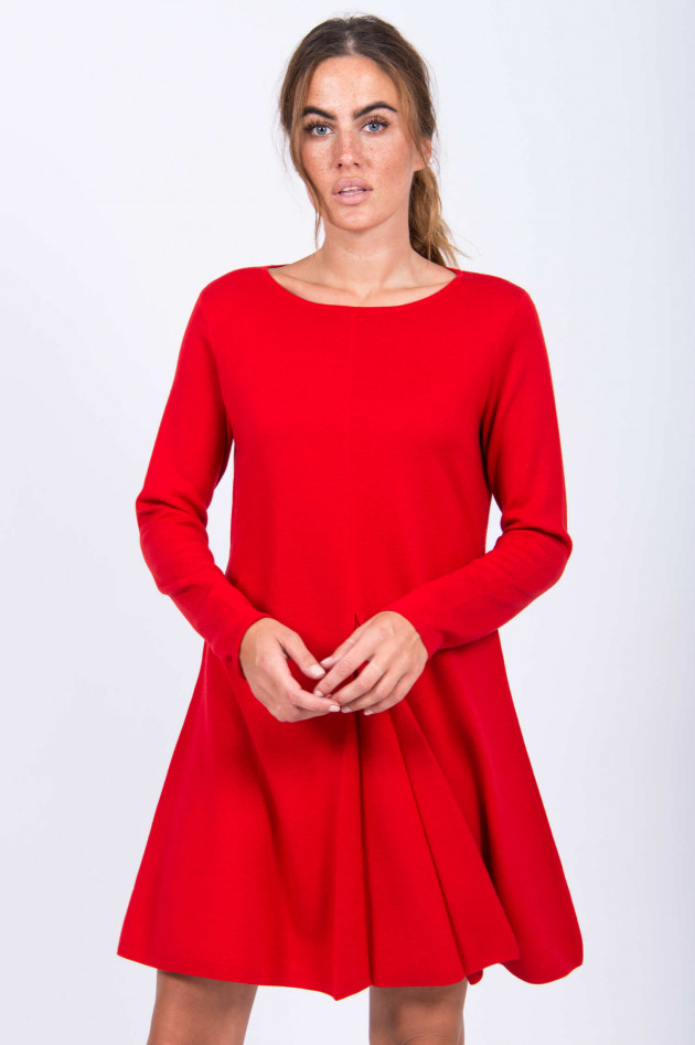 Allude Strickkleid mit Kellerfalte in Rot