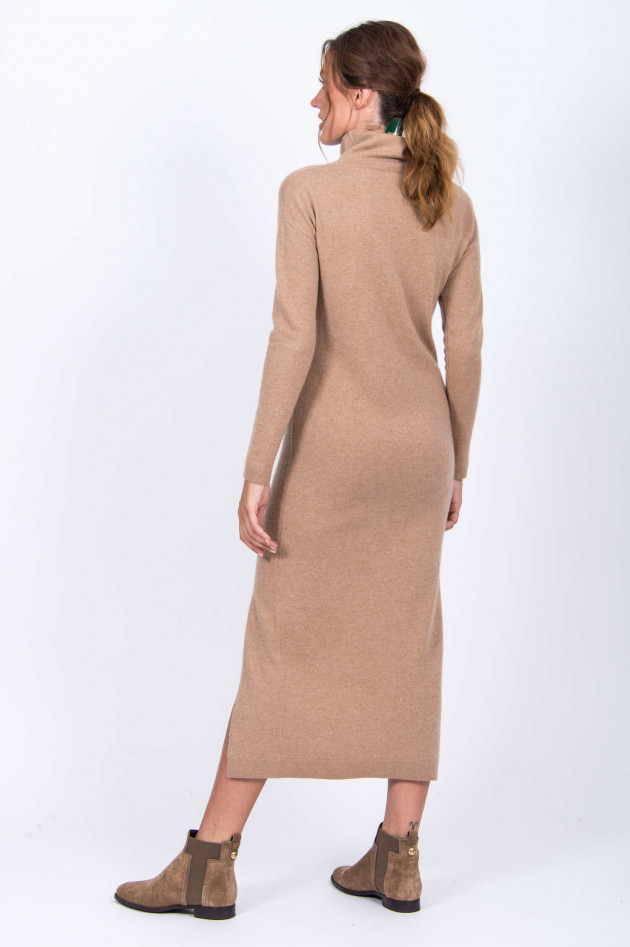 Allude Strickkleid mit Schlitz in Camel