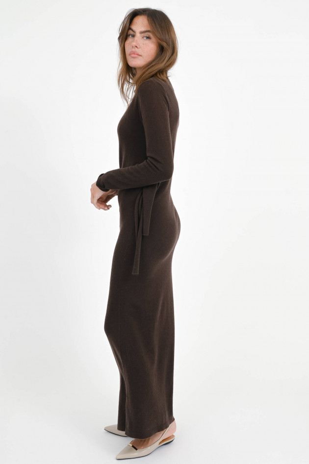 Allude Midi-Kleid mit Wickeldetail in Braun